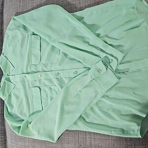 Teal green button up dress shirt